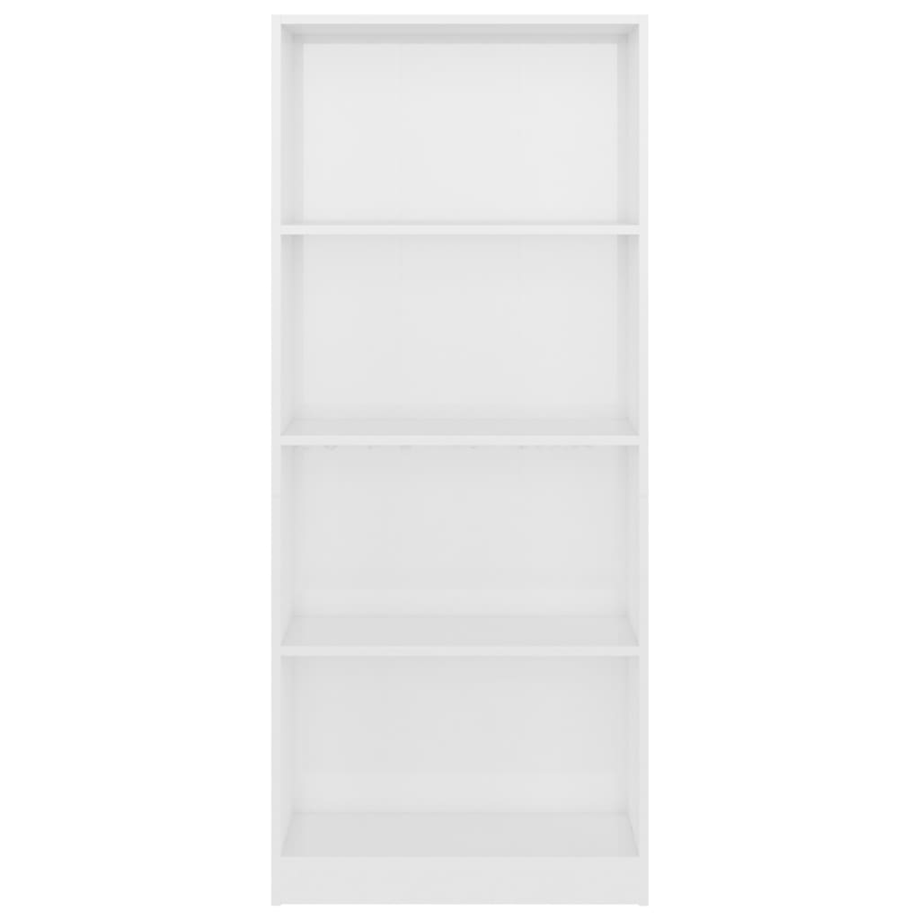 Libreria 4 Ripiani Bianco Lucido 60x24x142 cm Legno Multistrato