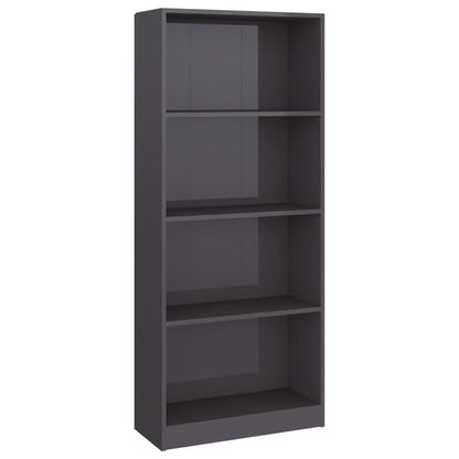 Libreria 4 Ripiani Grigio Lucido 60x24x142 cm Legno Multistrato