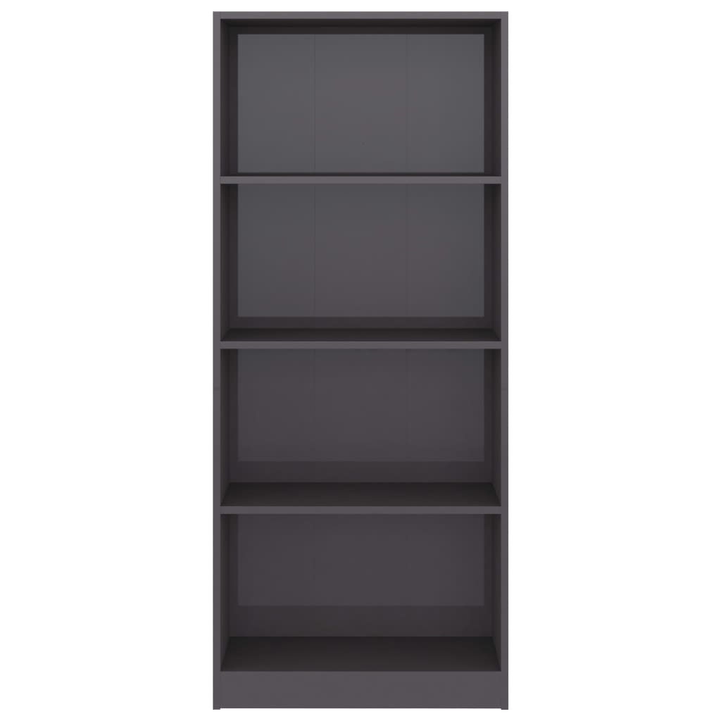 Libreria 4 Ripiani Grigio Lucido 60x24x142 cm Legno Multistrato