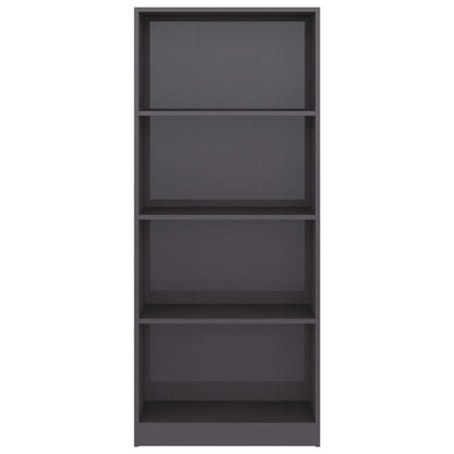 Libreria 4 Ripiani Grigio Lucido 60x24x142 cm Legno Multistrato