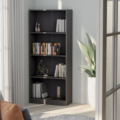 Libreria 4 Ripiani Grigio Lucido 60x24x142 cm Legno Multistrato