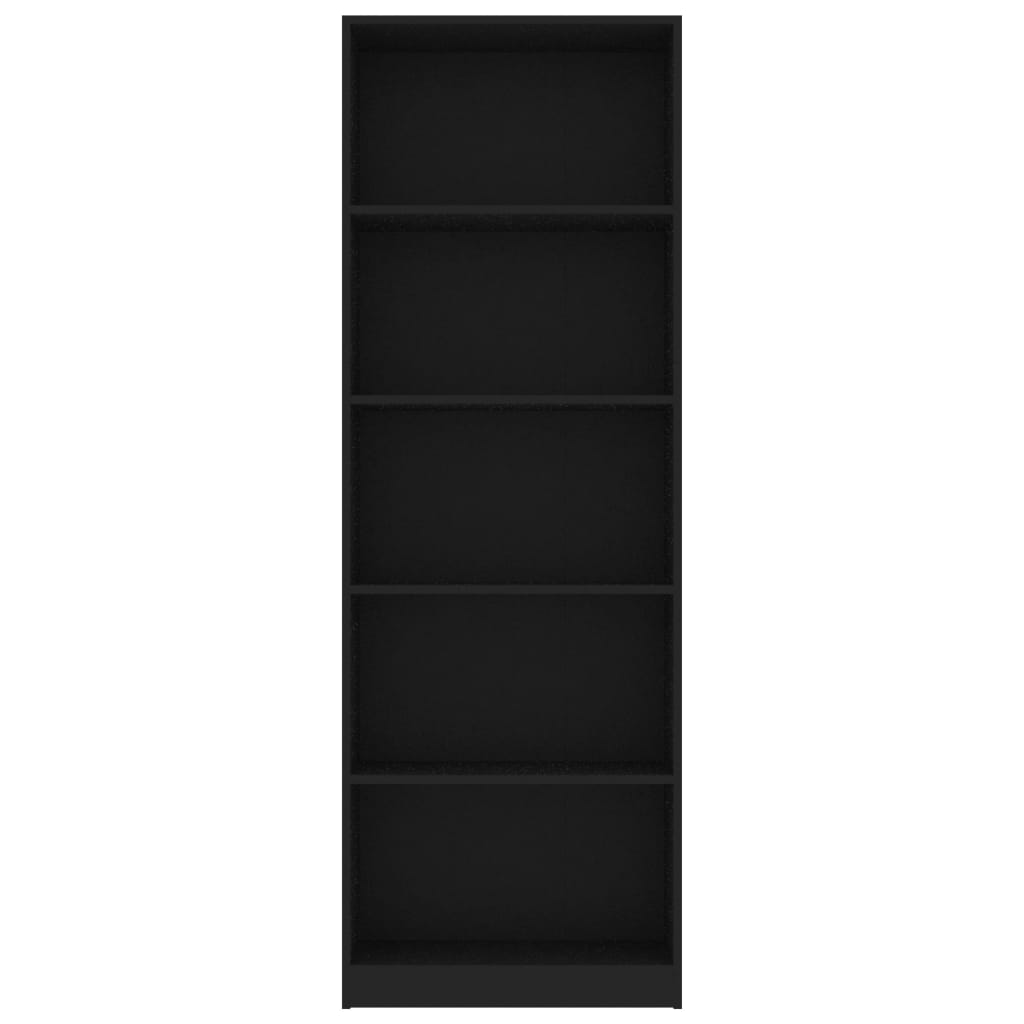 Libreria a 5 Ripiani Nera 60x24x175 cm in Legno Multistrato