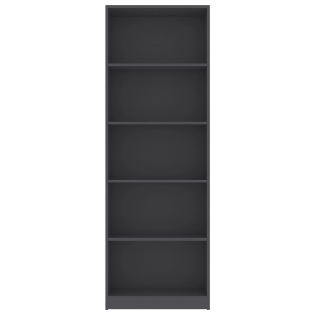 Libreria a 5 Ripiani Grigia 60x24x175 cm in Legno Multistrato