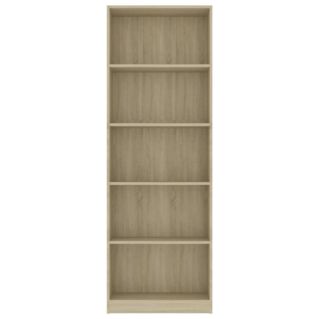 Libreria 5 Ripiani Rovere Sonoma 60x24x175 cm Legno Multistrato