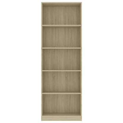 Libreria 5 Ripiani Rovere Sonoma 60x24x175 cm Legno Multistrato