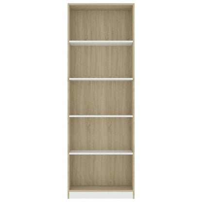 Libreria 5 Ripiani Bianco Rovere Sonoma 60x24x175cm Multistrato