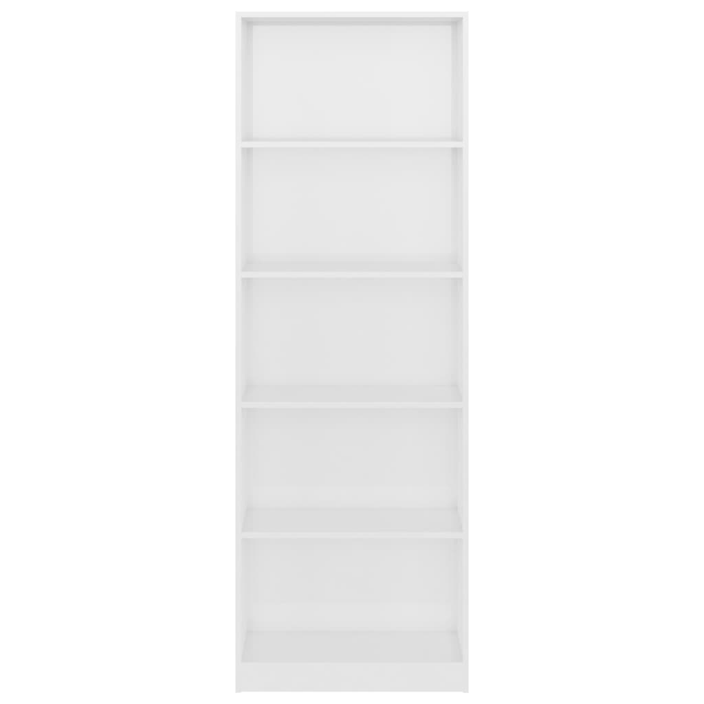 Libreria 5 Ripiani Bianco Lucido 60x24x175 cm Legno Multistrato
