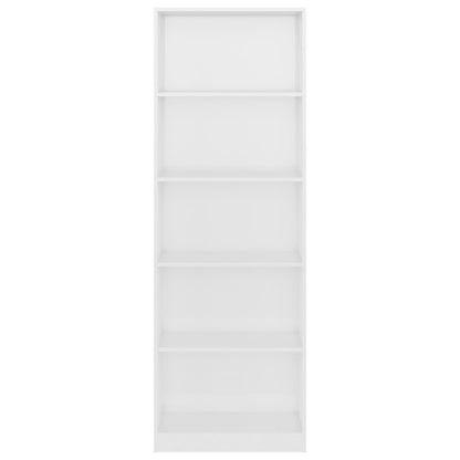 Libreria 5 Ripiani Bianco Lucido 60x24x175 cm Legno Multistrato