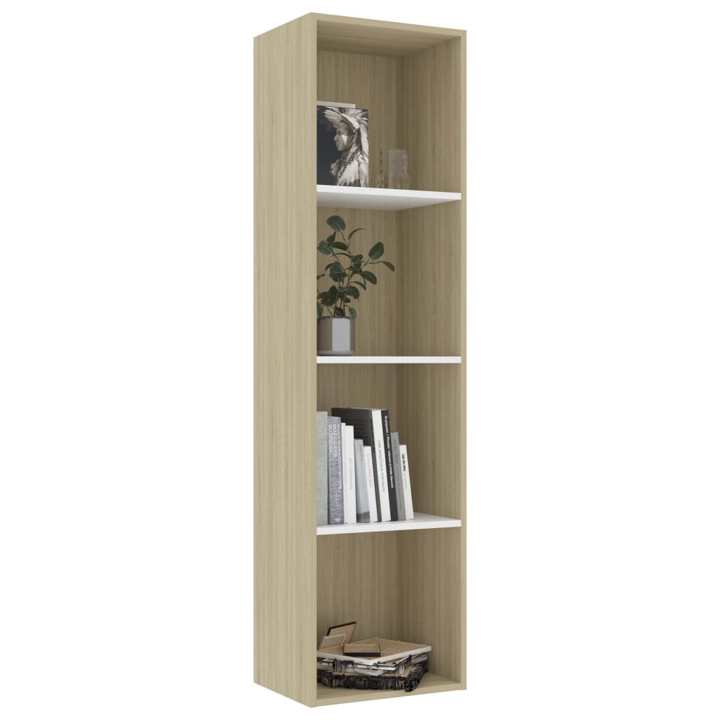 Libreria Bianca e Rovere Sonoma 40x30x151,5cm Legno Multistrato