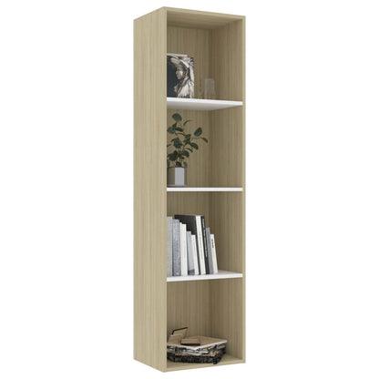 Libreria Bianca e Rovere Sonoma 40x30x151,5cm Legno Multistrato