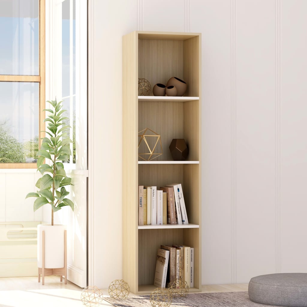 Libreria Bianca e Rovere Sonoma 40x30x151,5cm Legno Multistrato
