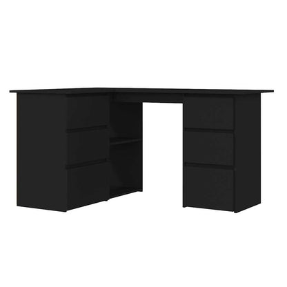 Scrivania ad Angolo Nera 145x100x76 cm in Legno Multistrato