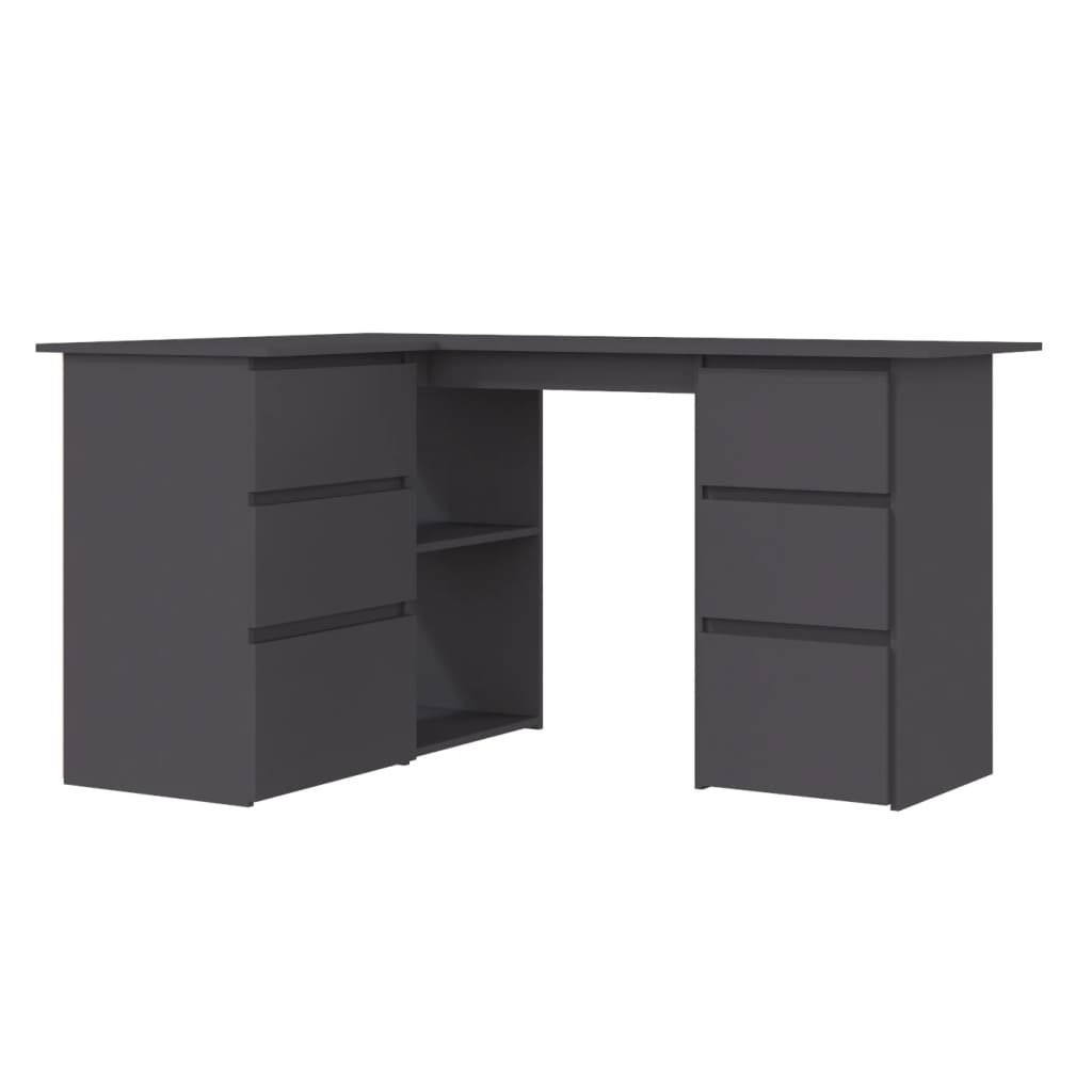 Scrivania ad Angolo Grigia 145x100x76 cm in Legno Multistrato