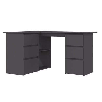 Scrivania ad Angolo Grigia 145x100x76 cm in Legno Multistrato