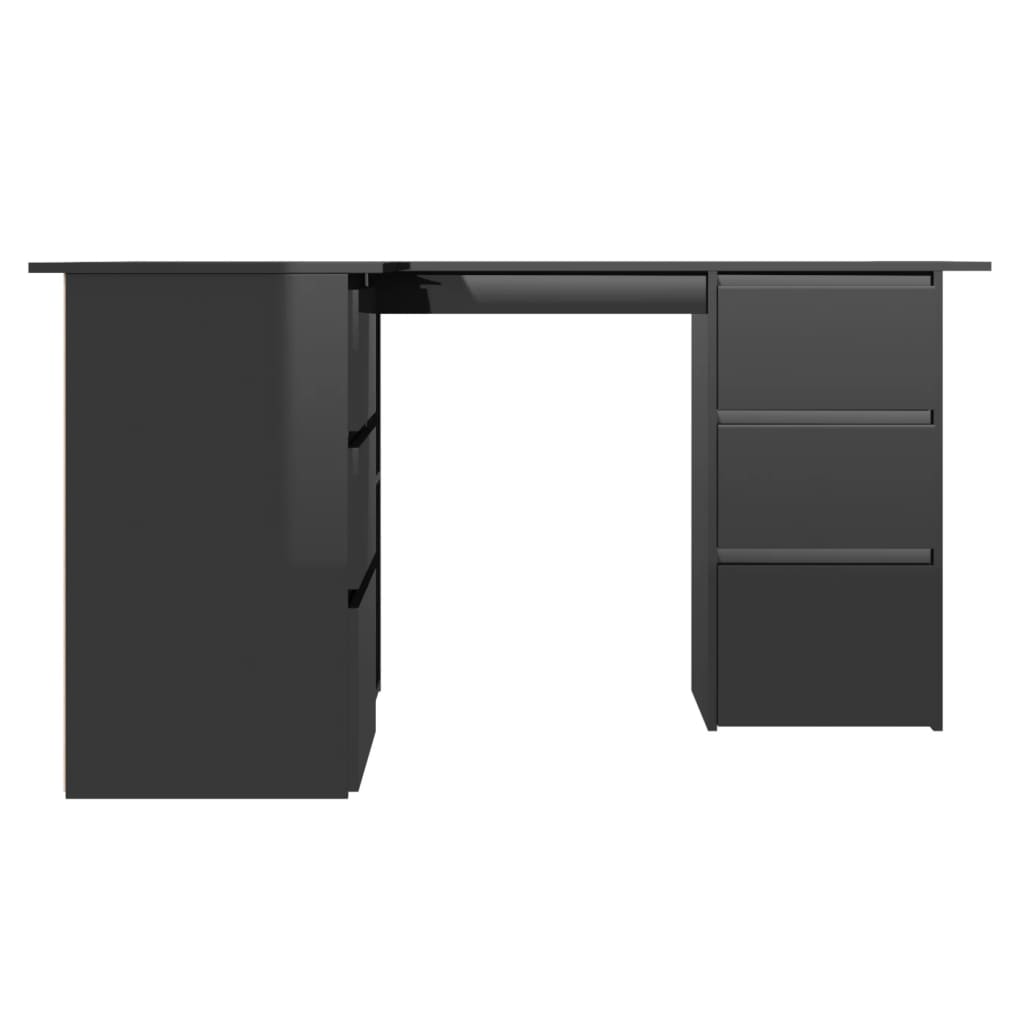 Scrivania ad Angolo Nero Lucido 145x100x76 cm Legno Multistrato