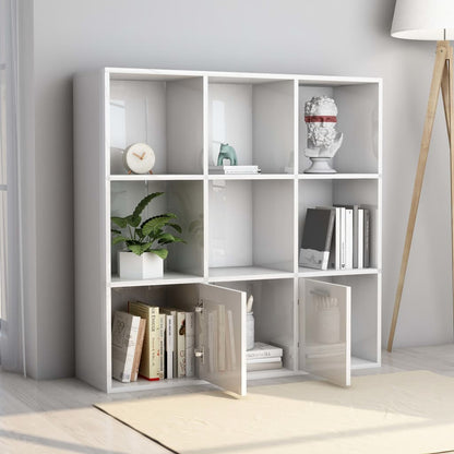 Libreria Bianco Lucido 98x30x98 cm in Legno Multistrato