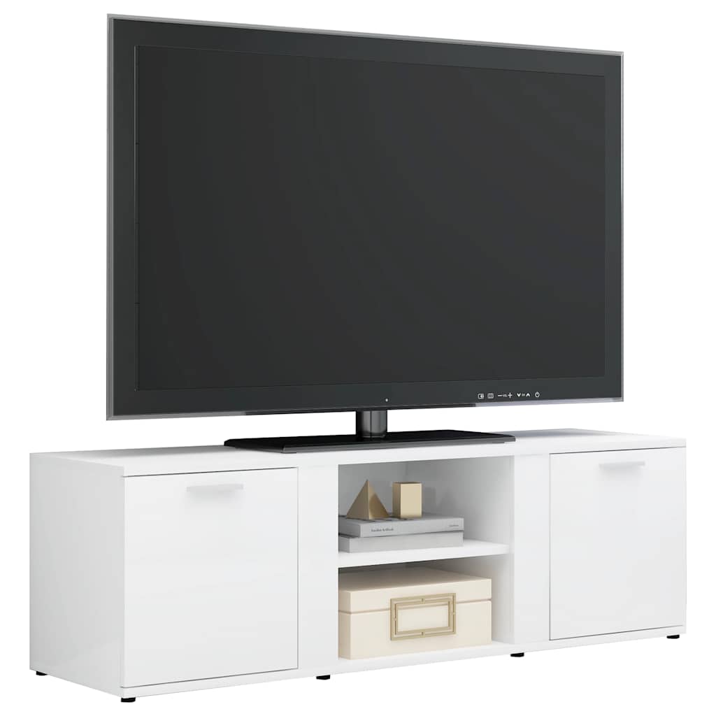 Mobile Porta TV Bianco Lucido 120x34x37 cm in Legno Multistrato