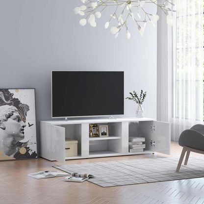 Mobile Porta TV Bianco Lucido 120x34x37 cm in Legno Multistrato