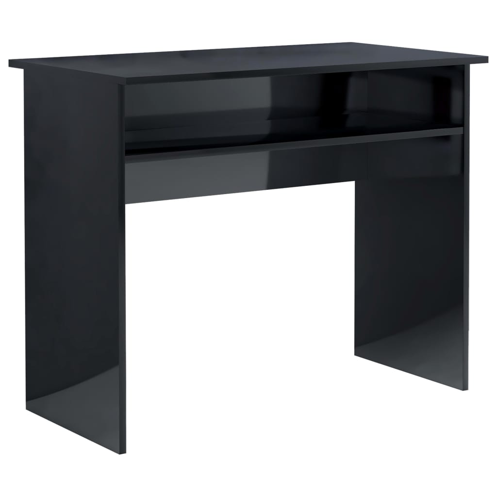 Scrivania Nero Lucido 90x50x74 cm in Legno Multistrato