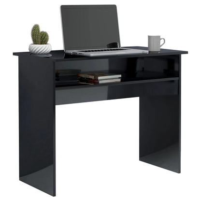 Scrivania Nero Lucido 90x50x74 cm in Legno Multistrato