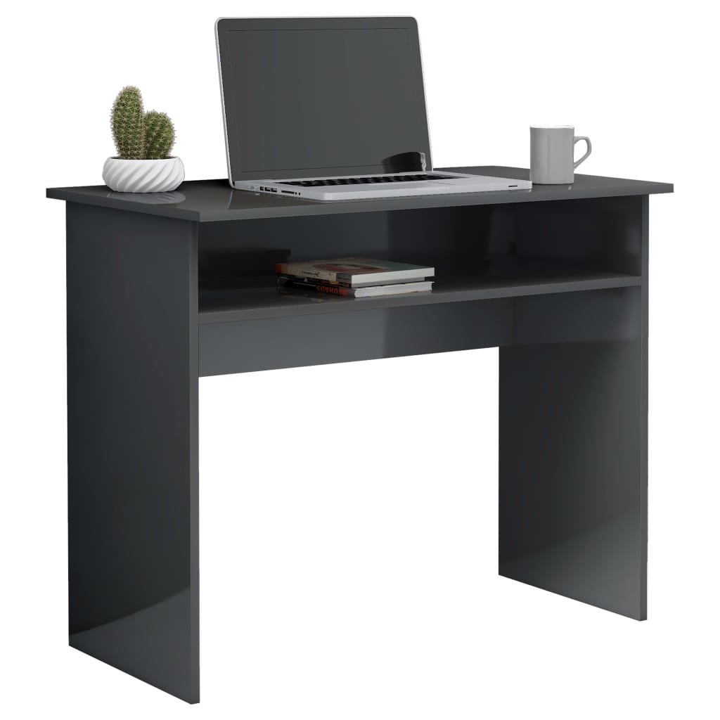 Scrivania Grigio Lucido 90x50x74 cm in Legno Multistrato