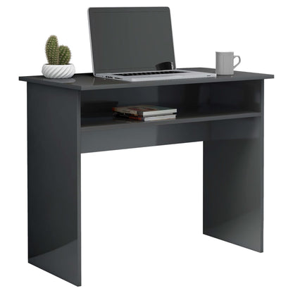 Scrivania Grigio Lucido 90x50x74 cm in Legno Multistrato