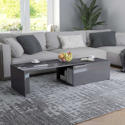 Tavolino da Salotto Grigio Lucido 150x50x35cm Legno Multistrato