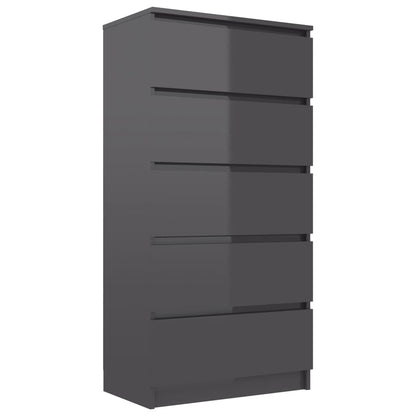 Credenza Cassetti Grigio Lucido 60x35x121 cm Legno Multistrato