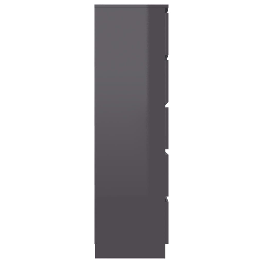 Credenza Cassetti Grigio Lucido 60x35x121 cm Legno Multistrato