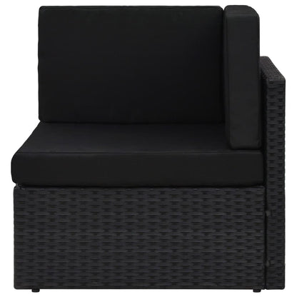 Divano ad Angolo Modulare in Polyrattan Nero
