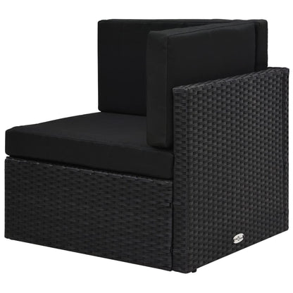 Divano ad Angolo Modulare in Polyrattan Nero