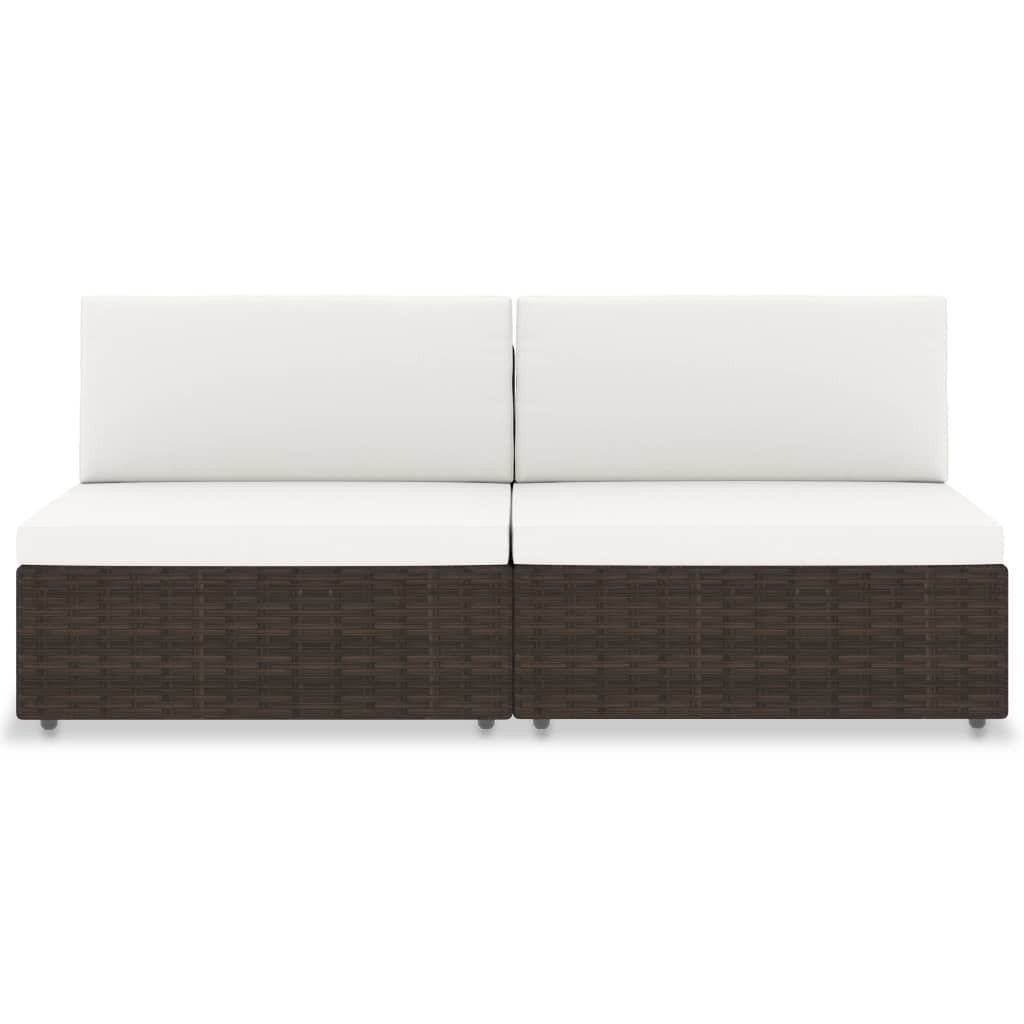 Divano Modulare a 2 Posti in Polyrattan Marrone