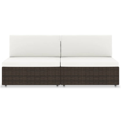 Divano Modulare a 2 Posti in Polyrattan Marrone
