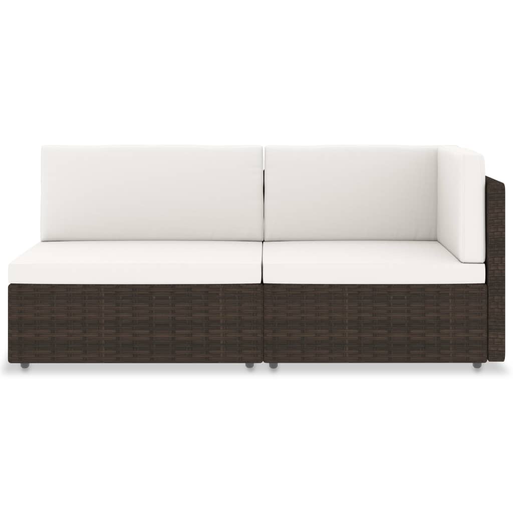 Divano Modulare a 2 Posti in Polyrattan Marrone