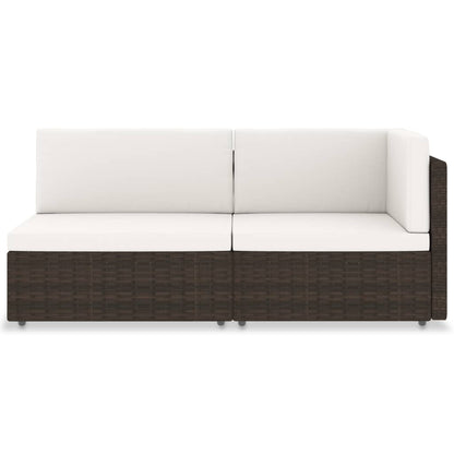 Divano Modulare a 2 Posti in Polyrattan Marrone