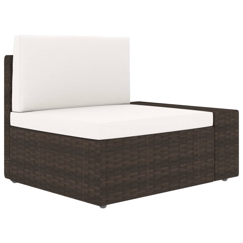 Divano Modulare a 2 Posti in Polyrattan Marrone