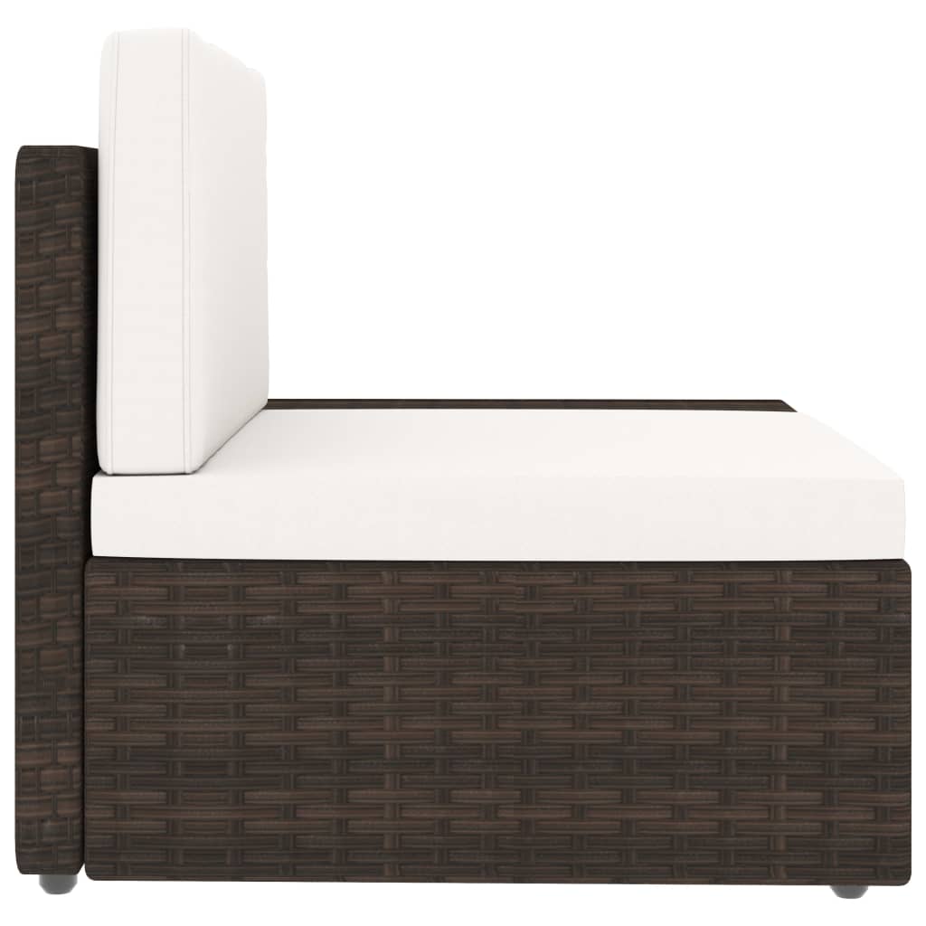 Divano Modulare a 2 Posti in Polyrattan Marrone