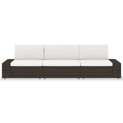 Divano Modulare a 3 Posti in Polyrattan Marrone