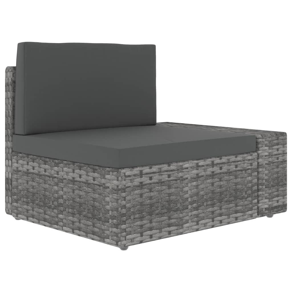 Divano ad Angolo Modulare Bracciolo Sinistro Polyrattan Grigio