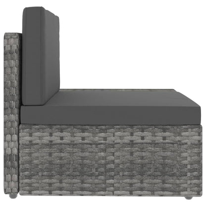 Divano ad Angolo Modulare Bracciolo Sinistro Polyrattan Grigio