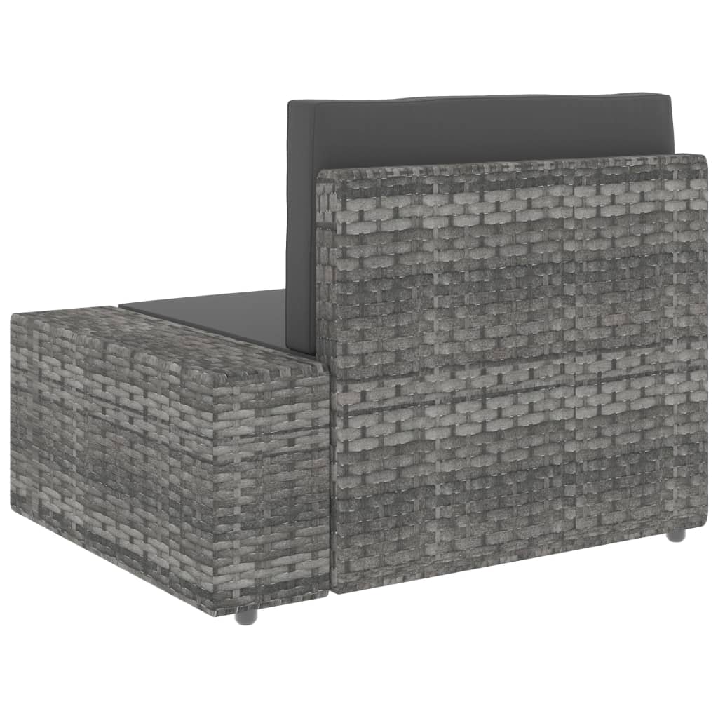 Divano ad Angolo Modulare Bracciolo Sinistro Polyrattan Grigio