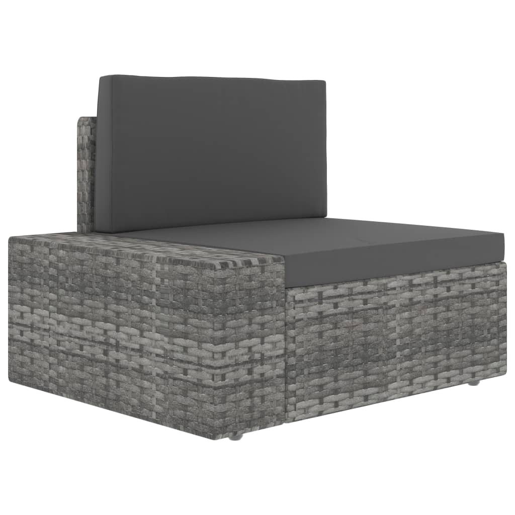 Divano ad Angolo Modulare Bracciolo Destro Polyrattan Grigio