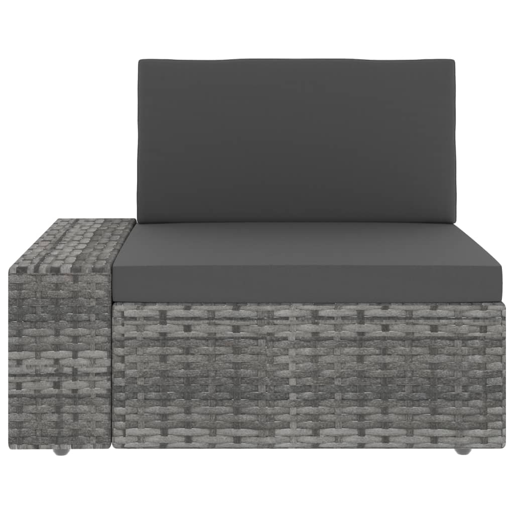 Divano ad Angolo Modulare Bracciolo Destro Polyrattan Grigio