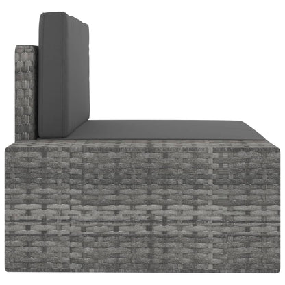 Divano ad Angolo Modulare Bracciolo Destro Polyrattan Grigio