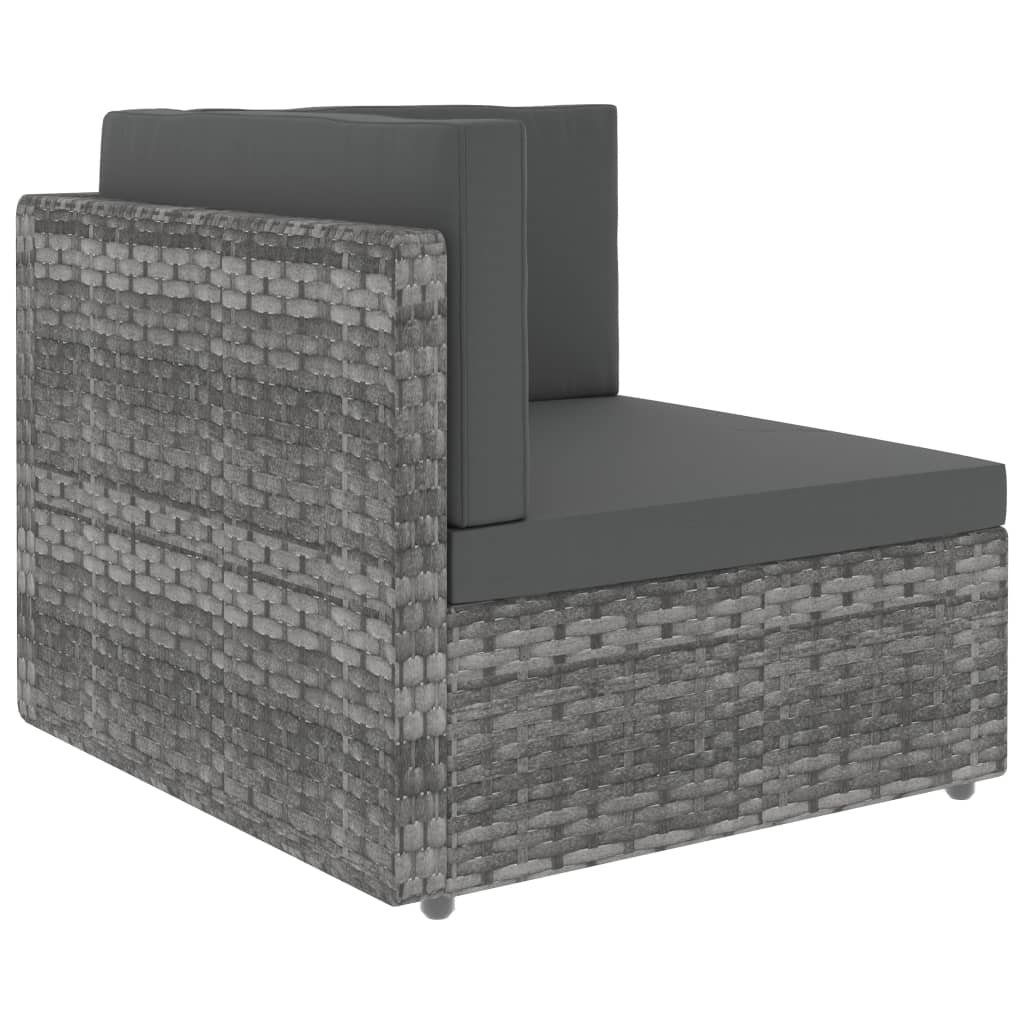 Divano ad Angolo Modulare in Polyrattan Grigio