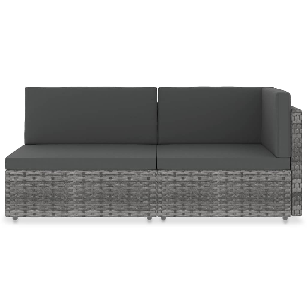 Divano Modulare a 2 Posti in Polyrattan Grigio