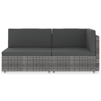 Divano Modulare a 2 Posti in Polyrattan Grigio