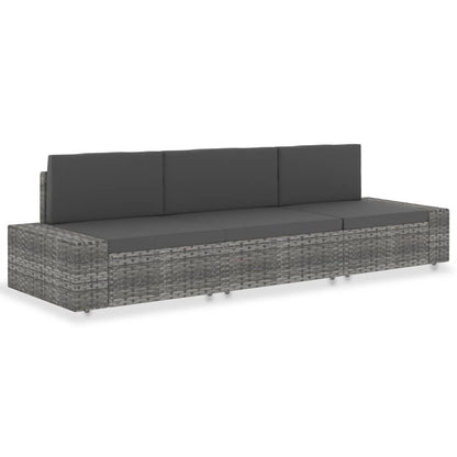 Divano Modulare a 3 Posti in Polyrattan Grigio