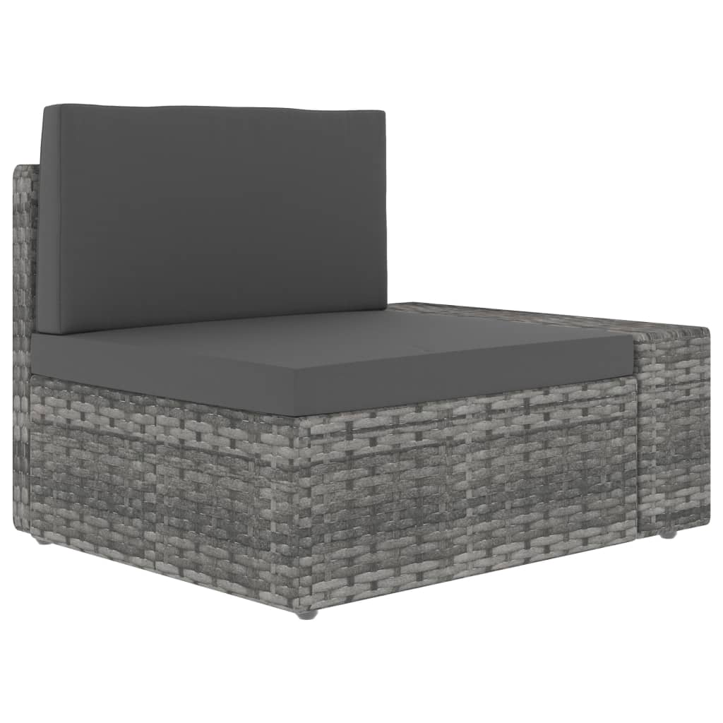 Divano Modulare a 3 Posti in Polyrattan Grigio