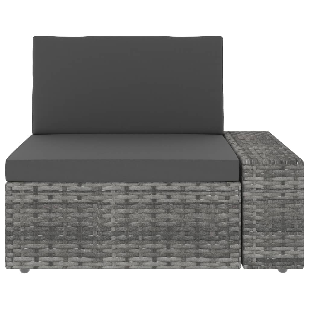 Divano Modulare a 3 Posti in Polyrattan Grigio